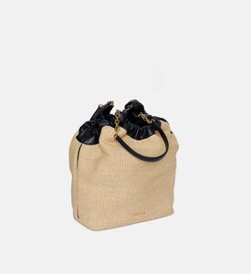 Ruched Raffia Tote Bag