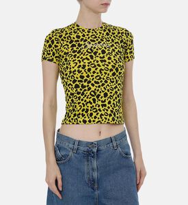 تيشيرت مزين بحجر الراين بنقشة جلد الفهد