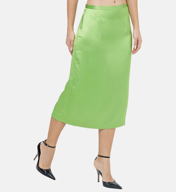 تنورة جيني من الساتان بفتحة جانبية