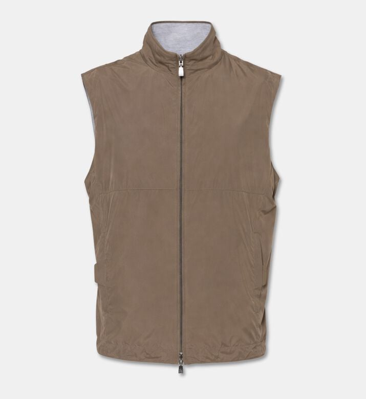 Corneliani Polyester Technical Gilet, Beige, 48, Packshot View