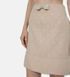 Edward Achour Paris Woven A-line Embellished Skirt, Model View