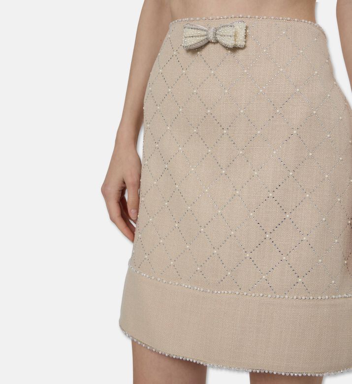 Edward Achour Paris Woven A-line Embellished Skirt, Model View