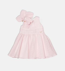 فستان هرمي بنسيج محبوك بنقشة وتفصيل عقدة