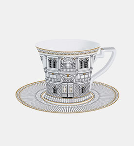 فنجان قهوة بالازو بصحن بورسلين