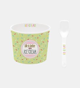 وعاء بوظة دائري بتصميم غرافيكي