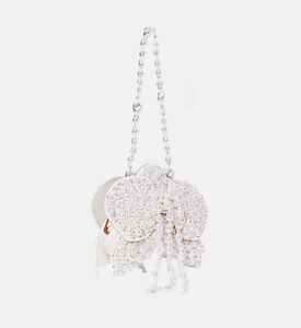 حقيبة يد غيولا صغيرة بحزام لؤلؤي بشكل زهرة متفتحة