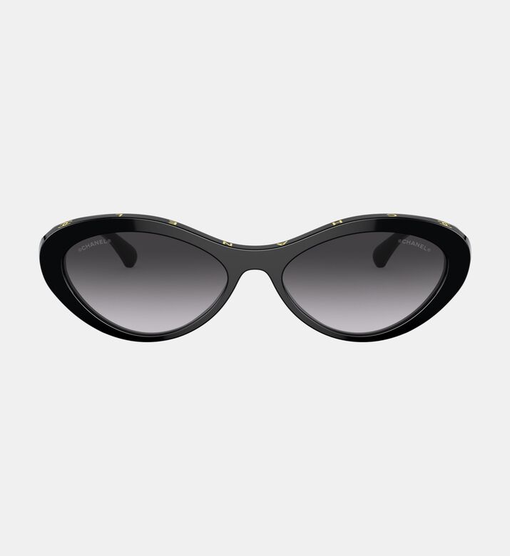 Chanel Gradient Lenses Logo-detail Cat-eye Sunglasses 57, Black, Packshot View