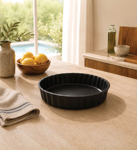 Risoli Crostata Aluminum Deep Tartare Dish, Black, 24-cm, Packshot View