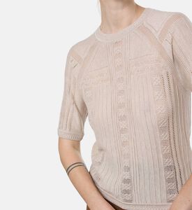 Ba and Sh Knit Button-down Cardigan, Light-beige, Xs, Model View
