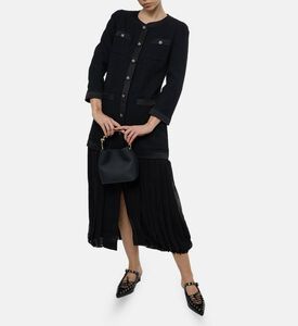 Edward Achour Paris Tweed Top Pleated Maxi Dress, Model View