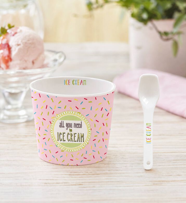Easy Life Graphic Porcelain Ice Cream Bowl, Model View