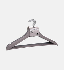 طقم شماعات خشبية رمادية غامقة 6 قطع