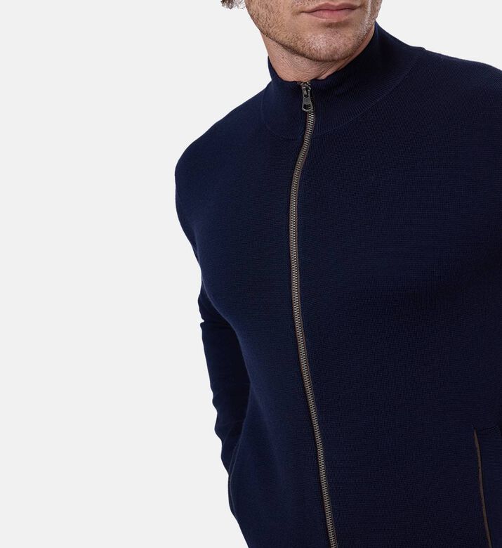 سترة طويلة الأكمام محبوكة بصوف ميرينو