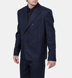 Striped Double-breasted Suit Jacket