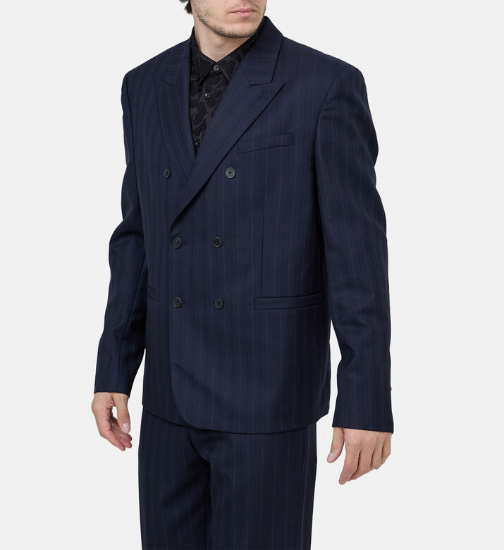Striped Double-breasted Suit Jacket