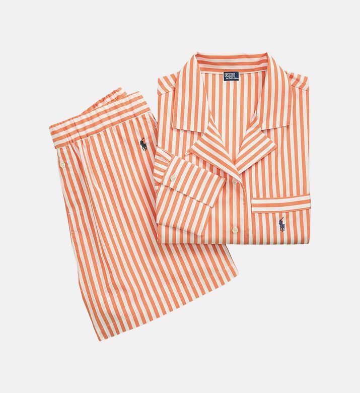 Embroidered Logo-detail Striped Pajama Set