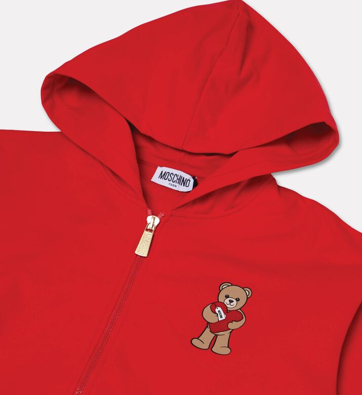 Moschino Kids Zip Hoodie With Logo Bear Patch, Packshot View