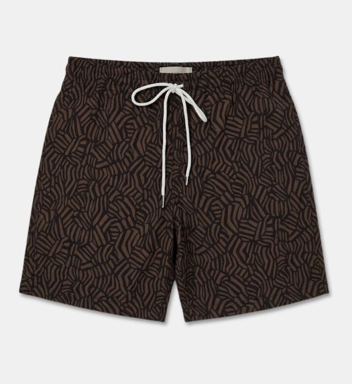 Galeries Lafayette Printed Swim Shorts, Brown, S, Packshot View