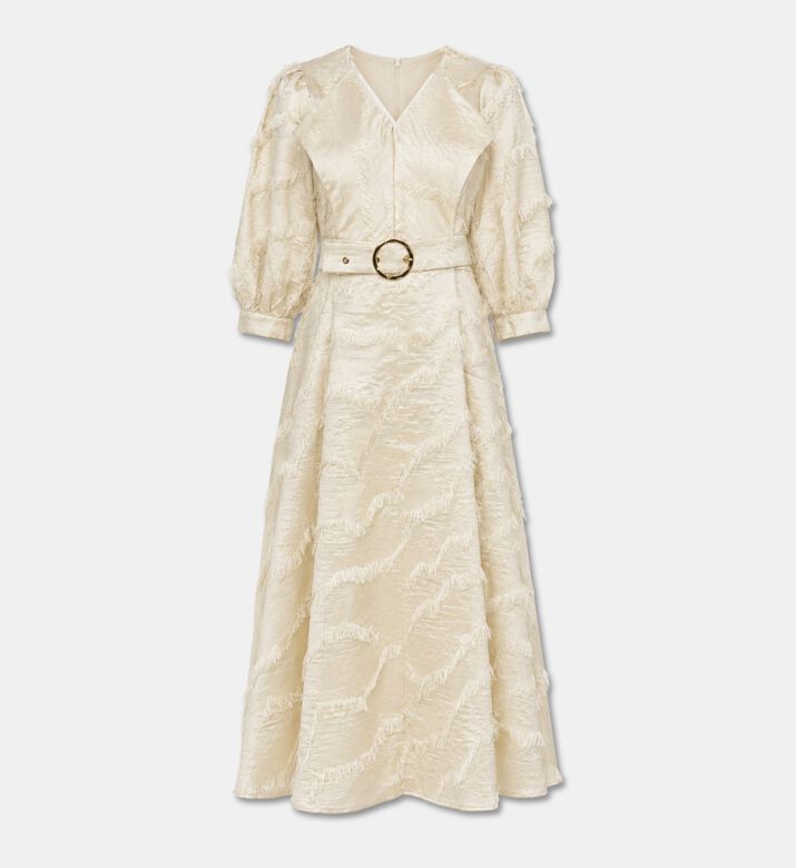 Poca and Poca Textured Belted Three Quarter-sleeve Dress, Packshot View