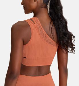 LIVE! Seamless Ribbed Knit Bra, Orange, Xs, Model View