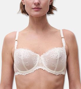 Chantelle Regular-fit Lace Demi Bra, Ivory, 90, F, Model View