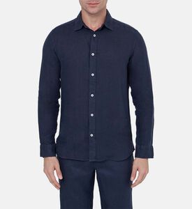 قميص كتان كلاسيكي بياقة بصف أزرار