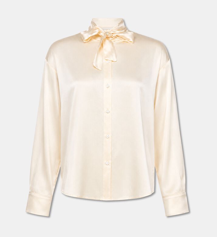 Forte-Forte Silk Stretch Tie-neck Shirt, Packshot View