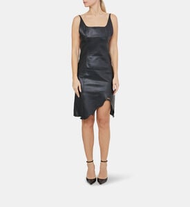 Leather Frayed Edges Mini Dress Leather Frayed Edges Mini Dress