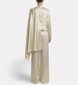 JW PEI Asymmetric Drape High Neck Cape Top, Model View