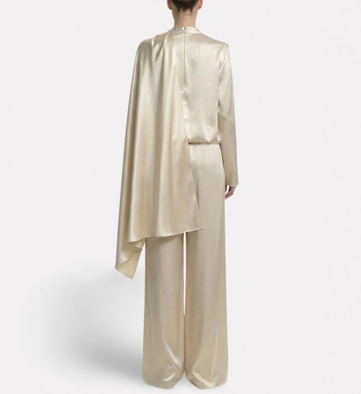 JW PEI Asymmetric Drape High Neck Cape Top, Model View