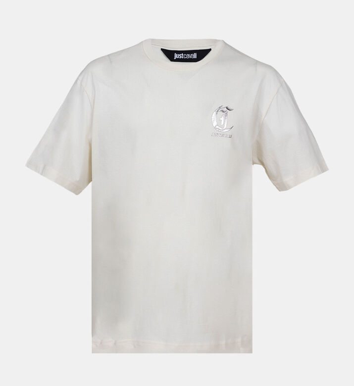 Cotton Silver Logo-print Crewneck T-shirt