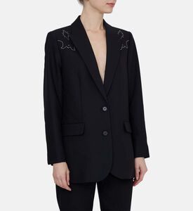 بليزر فيفا بياقة بطية في وتفاصيل بأحجار الراين