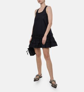 Ganni Cotton Square Neck Mini Dress, Model View