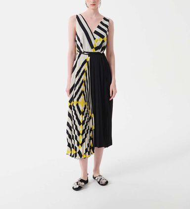 Geometric-print Pleated Dress