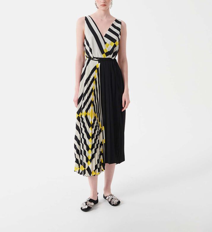 Geometric-print Pleated Dress