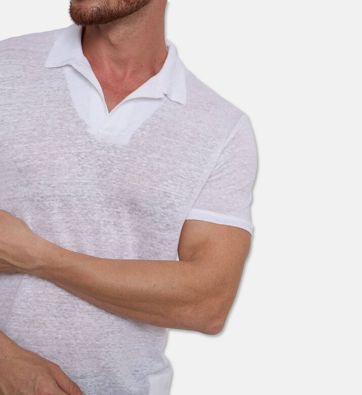 Galeries Lafayette Open Collar Polo Shirt, White, Xl, Model View