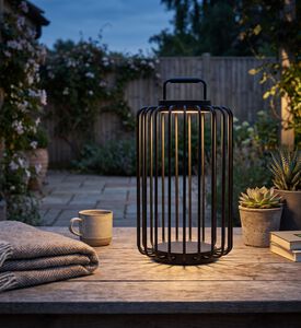 Villeroy and Boch Bangkok Aluminum Tall Lantern Lamp, Black, Packshot View