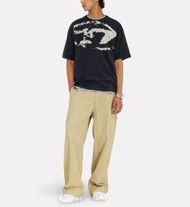 Diesel Graphic Cotton Crewneck T-shirt, Black, L, Model View