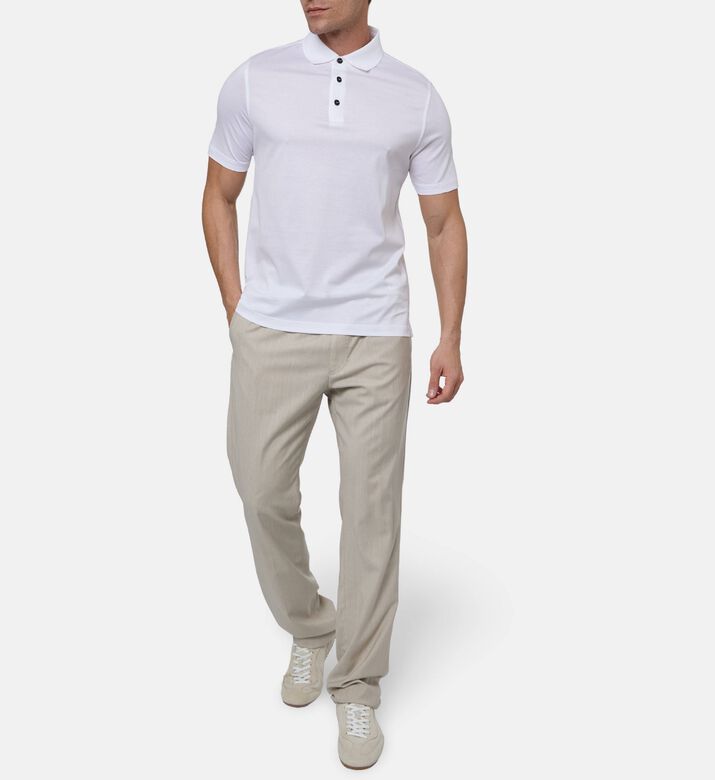 Pal Zileri Slim-fit Button-placket Polo, White, 52, Model View