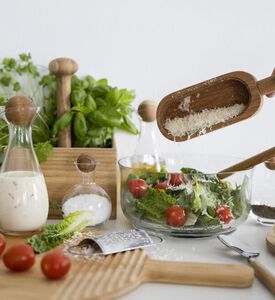 Nature Glass Bamboo Lid Salad Bowl