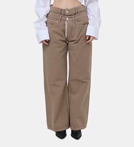 Double Waist Fur Pocket Baggy Denim Jeans