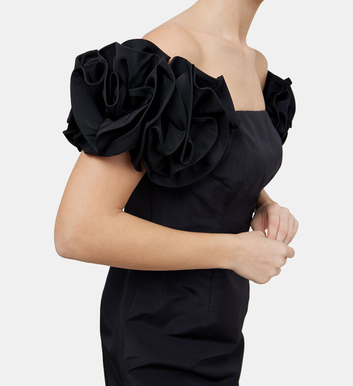 Floral-applique Off-shoulder Dress