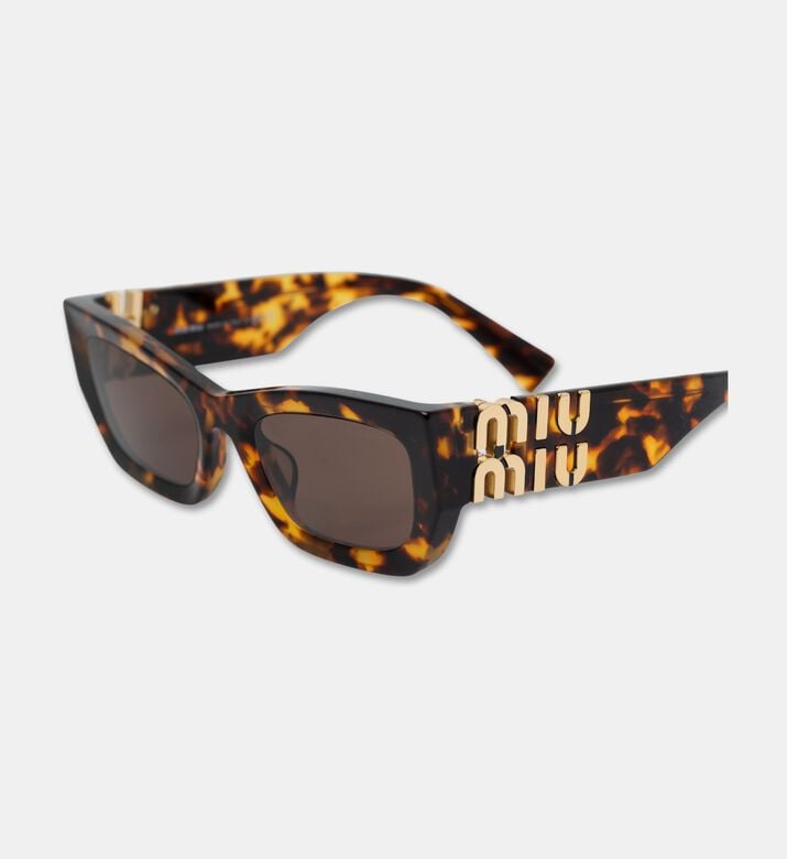 Miu Miu Gold Logo Temples Square Frame Sunglasses 51, Terracotta, Packshot View