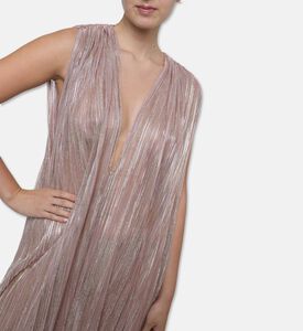 Blue For Burgundy Metallic Pleated Column-cut Maxi Dress, Model View