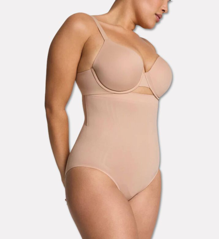 Spanx Full-body Open-bust Bodysuit, Nude, S, Model View