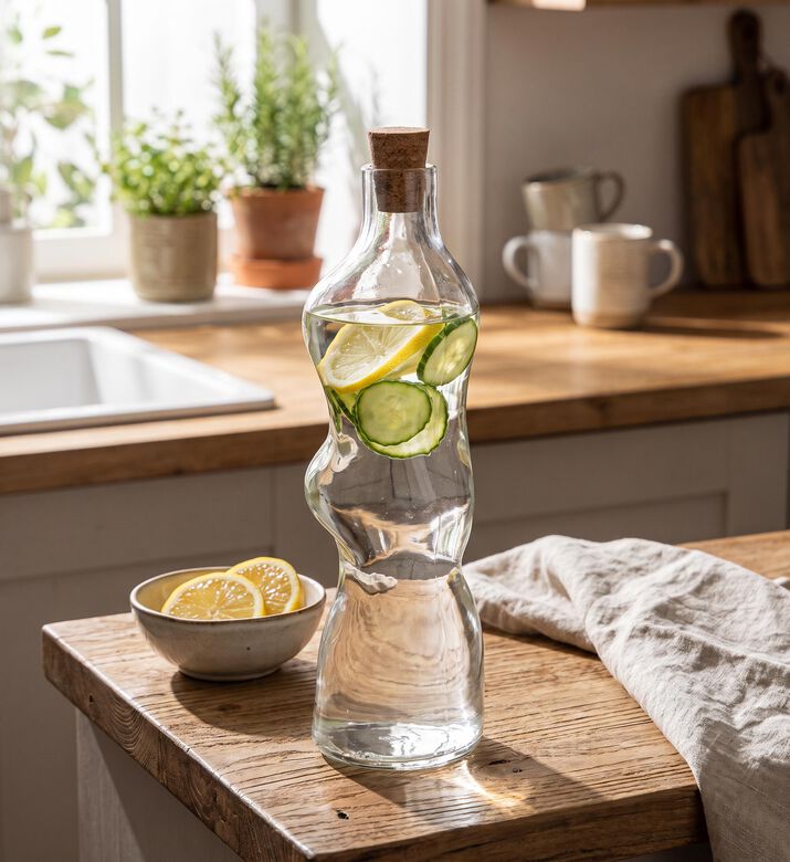 Estia Cork Lid Glass Bottle, Model View