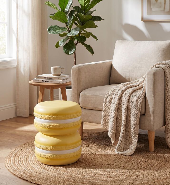 Leitmotiv Stacked Macaron-inspired Stool, Yellow, Packshot View