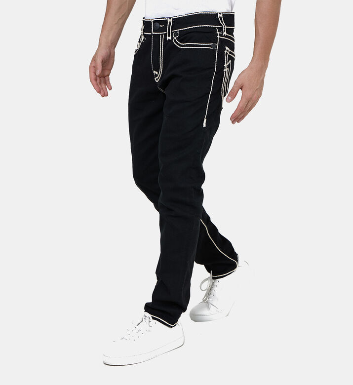 Contrasted Lines 5-pockets Denim Pants