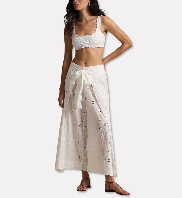 Polo by Ralph Lauren Cotton Embroidered Sarong Skirt, Model View