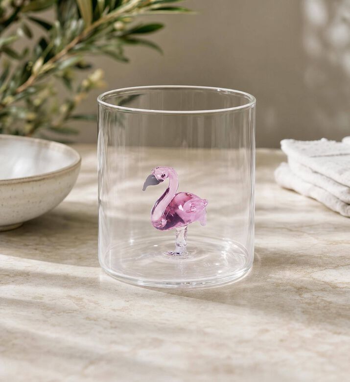 Wd Lifestyle Flamingo Borosilicate Tumbler, Model View